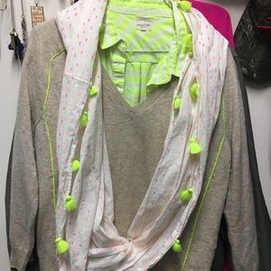 J.Crew button up shirt, sweater, and scarf